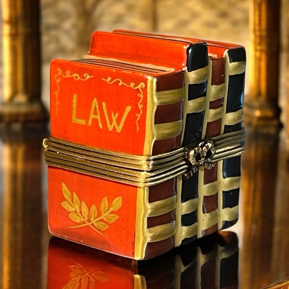 Limited Edition Numbered Authentic Limoges Law Books Trinket Box, Ring Box